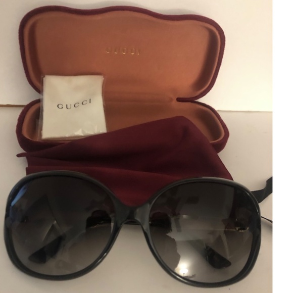 GUCCI GG0076SK 001 Gold/Black 60mm Butterfly Sunglasses main image 5